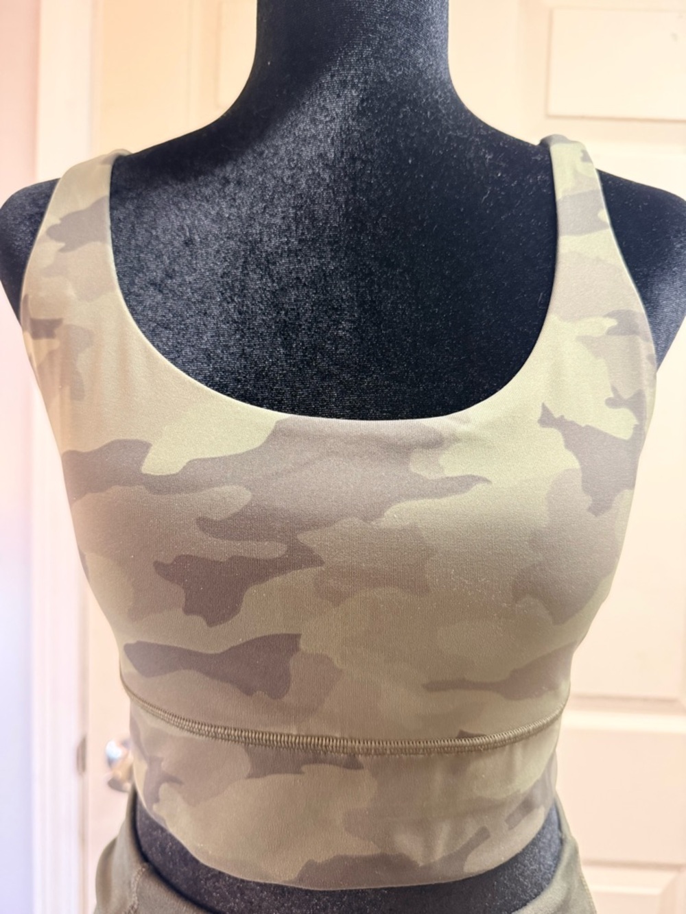 Lululemon Camo Scoop Neck Sports Bra - Olive Green Camo
